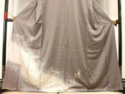 平和屋着物●訪問着　枝花文　暈し染め　金銀彩　正絹　逸品　AABL8482fy