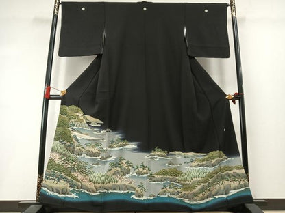 平和屋着物●豪華黒留袖　作家物　風景文　暈し染め　正絹　逸品　未使用　AABL8483fy
