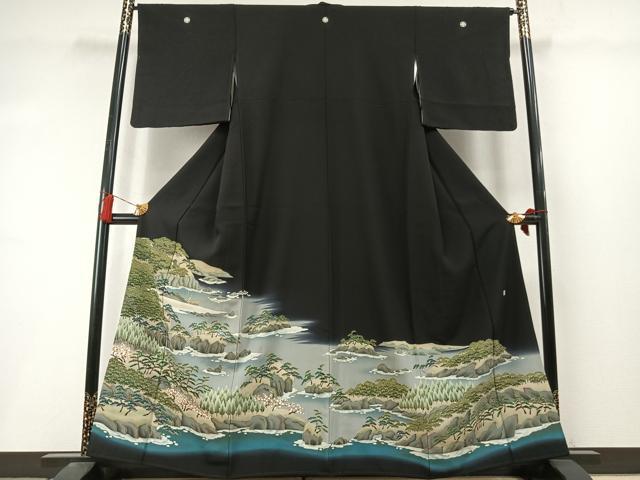 平和屋着物●豪華黒留袖　作家物　風景文　暈し染め　正絹　逸品　未使用　AABL8483fy