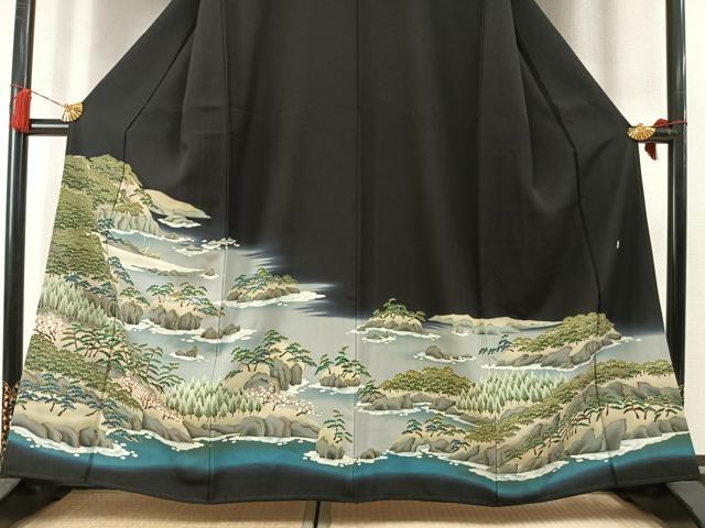 平和屋着物●豪華黒留袖　作家物　風景文　暈し染め　正絹　逸品　未使用　AABL8483fy