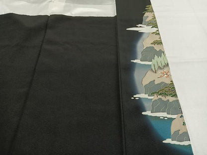 平和屋着物●豪華黒留袖　作家物　風景文　暈し染め　正絹　逸品　未使用　AABL8483fy