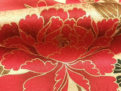 平和屋着物●豪華振袖　草花文　金彩　正絹　逸品　AABL8496fy