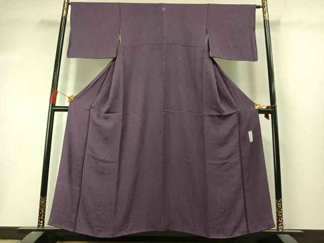 平和屋着物●上質な色無地　作家物　花唐草地紋　滅紫色　正絹　逸品　AABL8497fy
