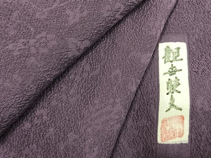 平和屋着物●上質な色無地　作家物　花唐草地紋　滅紫色　正絹　逸品　AABL8497fy