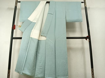平和屋着物●豪華色留袖　総刺繍　風景花地紋　白藍色　正絹　逸品　AABL8499fy