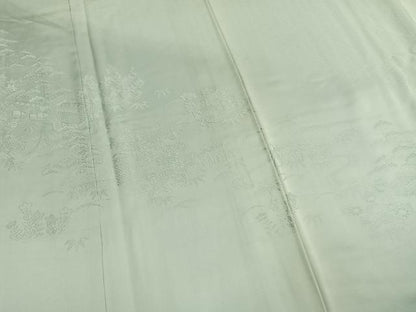 平和屋着物●豪華色留袖　総刺繍　風景花地紋　白藍色　正絹　逸品　AABL8499fy