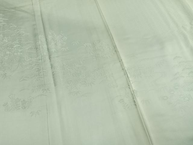 平和屋着物●豪華色留袖　総刺繍　風景花地紋　白藍色　正絹　逸品　AABL8499fy
