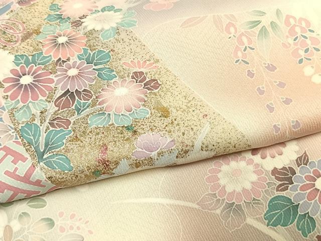平和屋着物●訪問着　草花文　暈し染め　金銀彩　正絹　逸品　AABL8502fy