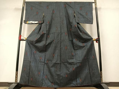 平和屋着物●本場大島紬　7マルキ　古代染色　純泥染　亀甲文　証紙付き　正絹　逸品　AABL8503fy
