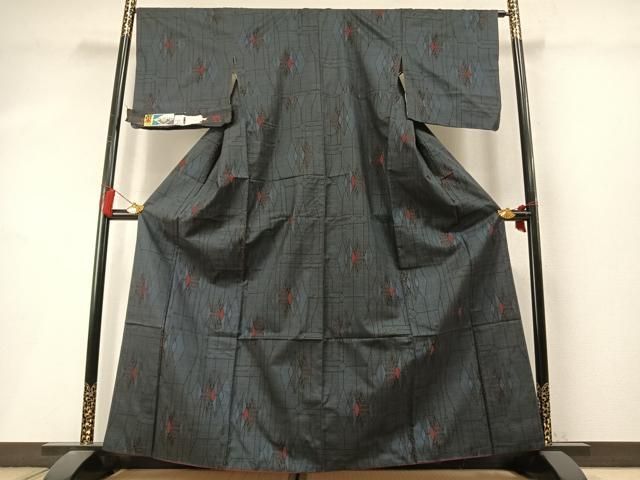 平和屋着物●本場大島紬　7マルキ　古代染色　純泥染　亀甲文　証紙付き　正絹　逸品　AABL8503fy