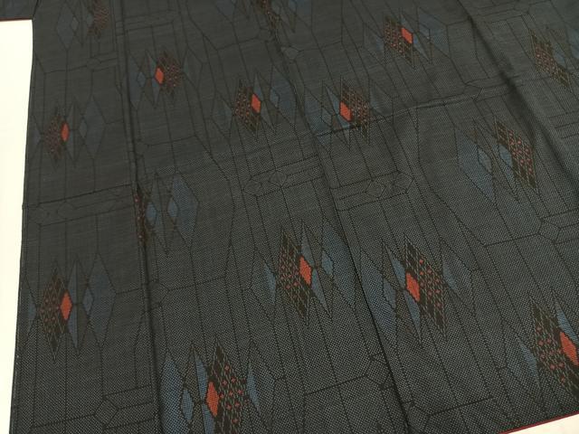 平和屋着物●本場大島紬　7マルキ　古代染色　純泥染　亀甲文　証紙付き　正絹　逸品　AABL8503fy