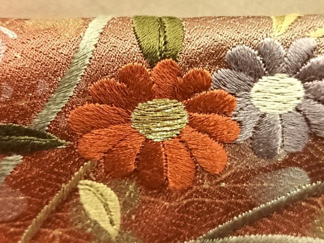 平和屋着物●訪問着　刺繍　草花文　暈し染め　金糸　金銀彩　正絹　逸品　AABL8504fy