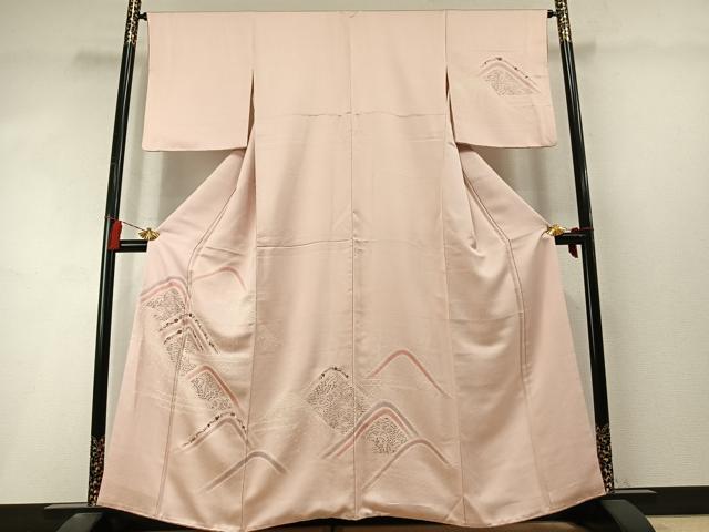 平和屋着物●訪問着　絞り　刺繍　草花文　正絹　逸品　AABL8506fy
