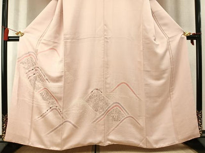 平和屋着物●訪問着　絞り　刺繍　草花文　正絹　逸品　AABL8506fy