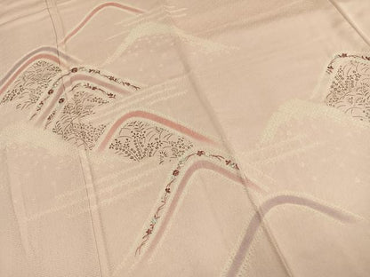 平和屋着物●訪問着　絞り　刺繍　草花文　正絹　逸品　AABL8506fy