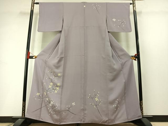 平和屋着物●訪問着　手描き　枝花文　正絹　逸品　AABL8510fy