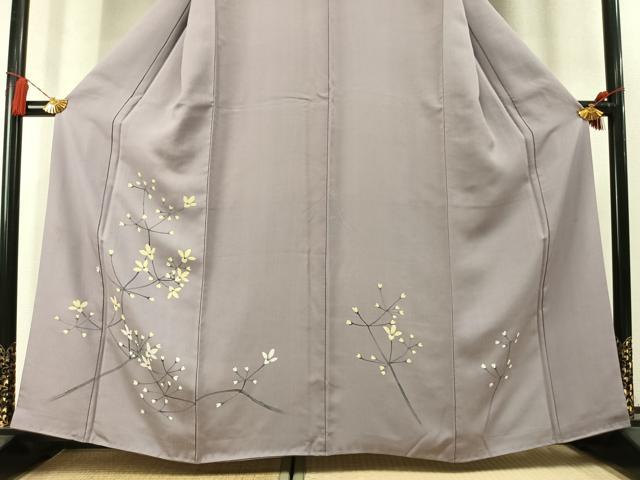 平和屋着物●訪問着　手描き　枝花文　正絹　逸品　AABL8510fy
