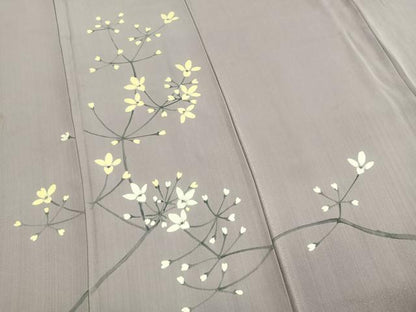 平和屋着物●訪問着　手描き　枝花文　正絹　逸品　AABL8510fy