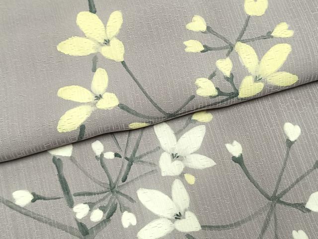 平和屋着物●訪問着　手描き　枝花文　正絹　逸品　AABL8510fy
