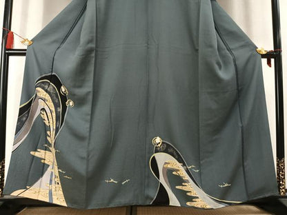 平和屋着物●訪問着　友禅　松葉丸文　金彩　正絹　逸品　AABL8514fy