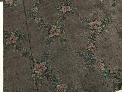 平和屋着物●本場大島紬　9マルキ　草花文　正絹　逸品　未使用　AABL8517fy