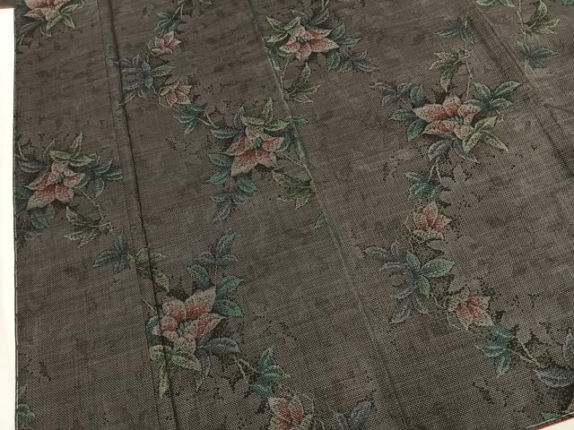 平和屋着物●本場大島紬　9マルキ　草花文　正絹　逸品　未使用　AABL8517fy