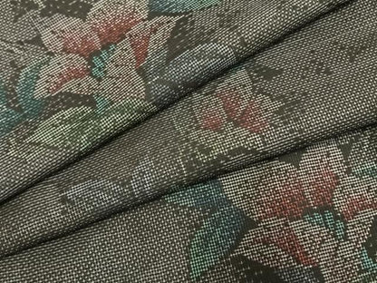 平和屋着物●本場大島紬　9マルキ　草花文　正絹　逸品　未使用　AABL8517fy