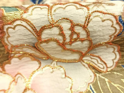 平和屋着物●豪華振袖　駒刺繍　花鳥文　金彩　正絹　逸品　AABL8524fy