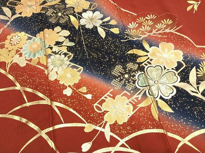 平和屋着物●豪華振袖　花蝶枝松文　金銀彩　正絹　逸品　AABL8526fy