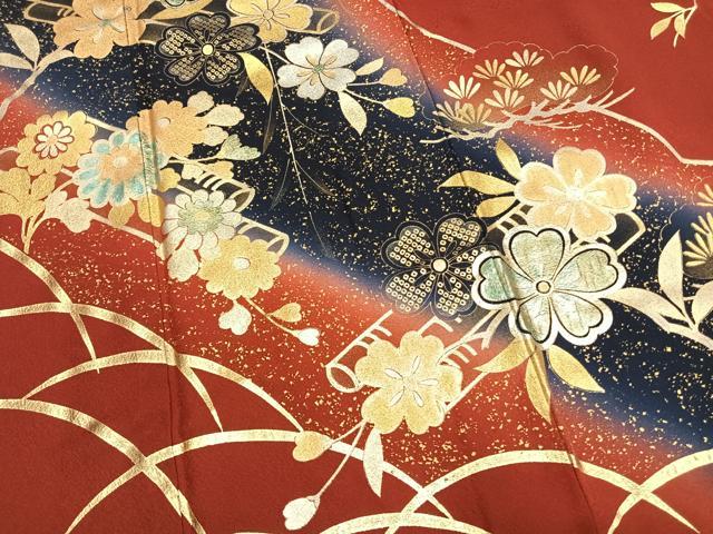 平和屋着物●豪華振袖　花蝶枝松文　金銀彩　正絹　逸品　AABL8526fy