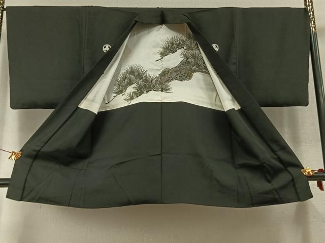 平和屋着物●男性　黒紋付　羽織セット　正絹　逸品　AABL8527fy