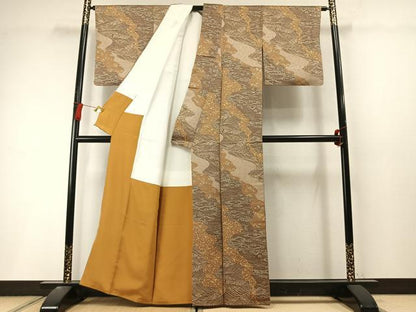 平和屋着物●上質な小紋　道長立波文　金彩　正絹　逸品　AABL8529fy