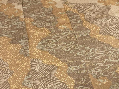 平和屋着物●上質な小紋　道長立波文　金彩　正絹　逸品　AABL8529fy