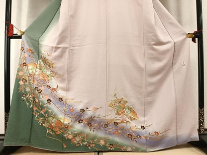 平和屋着物●訪問着　作家物　扇面花文　暈し染め　金銀彩　正絹　逸品　AABL8532fy