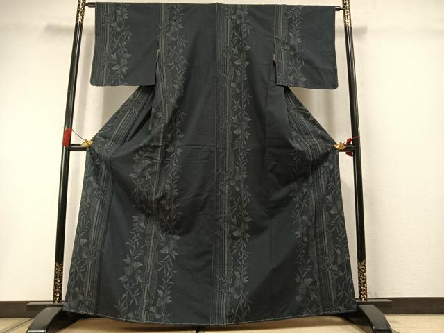 平和屋着物●上質な紬　草花間道　正絹　逸品　未使用　AABL8535fy