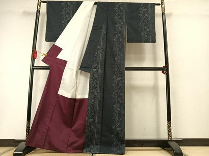 平和屋着物●上質な紬　草花間道　正絹　逸品　未使用　AABL8535fy