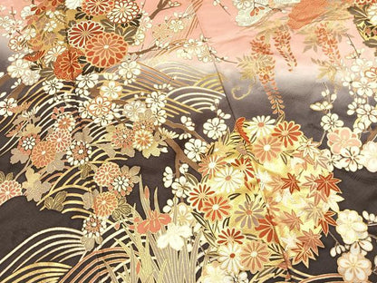 平和屋着物●豪華振袖　枝松梅花文　暈し染め　金彩　正絹　逸品　AABL8538fy