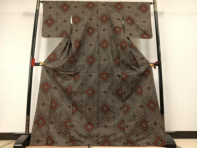 平和屋着物●本場大島紬　龍郷絣　ロング丈　正絹　逸品　未使用　AABL8540fy
