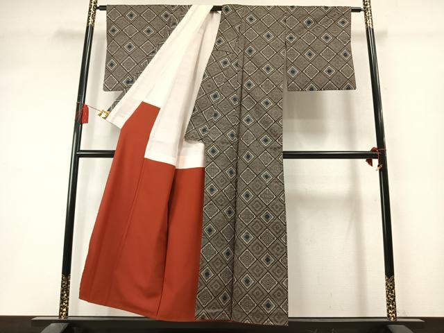 平和屋着物●本場大島紬　龍郷絣　正絹　逸品　AABL8541fy