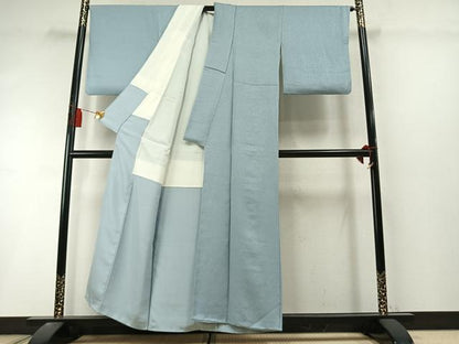 平和屋着物●上質な色無地　紋意匠　水色　正絹　逸品　AABL8543fy