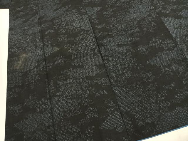 平和屋着物●本場本真綿結城紬　80亀甲　風景花文　まるやま扱い　証紙付き　正絹　逸品　AABL8550fy