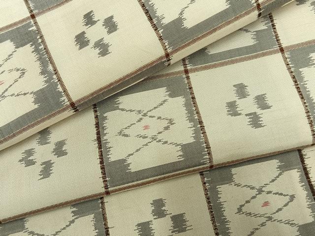 平和屋着物●上質な紬　市松文様　正絹　逸品　未使用　AABL8552fy