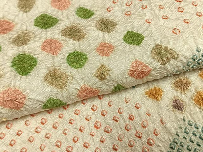 平和屋着物●上質な小紋　総絞り　切嵌文　正絹　逸品　AABL8568fy