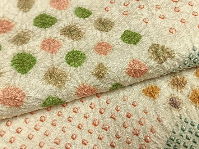 平和屋着物●上質な小紋　総絞り　切嵌文　正絹　逸品　AABL8568fy