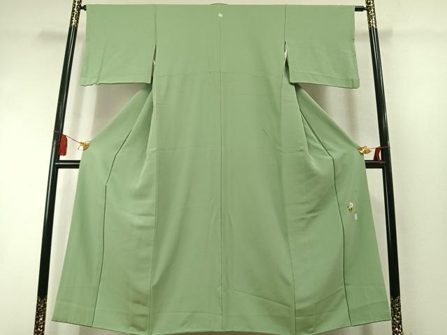 平和屋着物●上質な色無地　作家物　山葵色　正絹　逸品　AABL8570fy