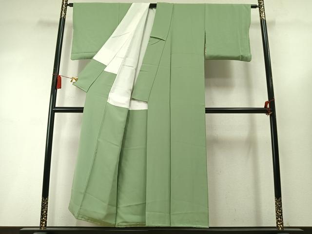 平和屋着物●上質な色無地　作家物　山葵色　正絹　逸品　AABL8570fy
