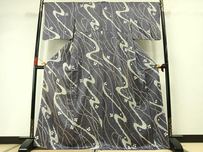 平和屋着物●上質な小紋　総絞り　流水花文　正絹　逸品　AABL8571fy