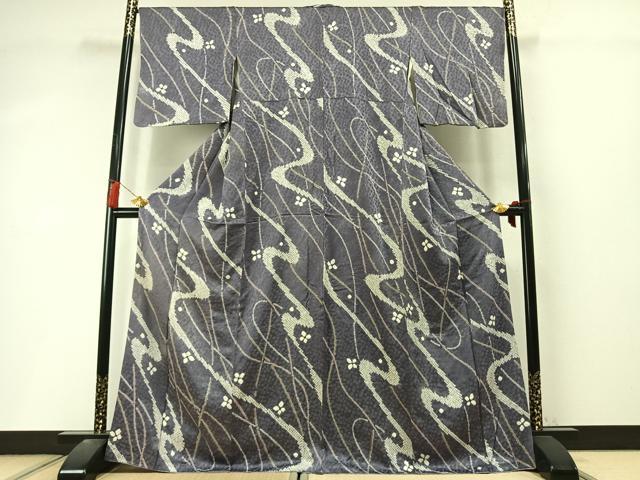 平和屋着物●上質な小紋　総絞り　流水花文　正絹　逸品　AABL8571fy