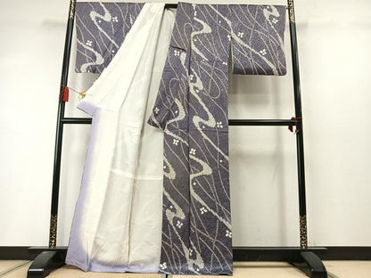 平和屋着物●上質な小紋　総絞り　流水花文　正絹　逸品　AABL8571fy