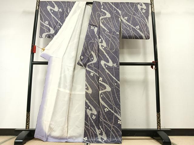 平和屋着物●上質な小紋　総絞り　流水花文　正絹　逸品　AABL8571fy